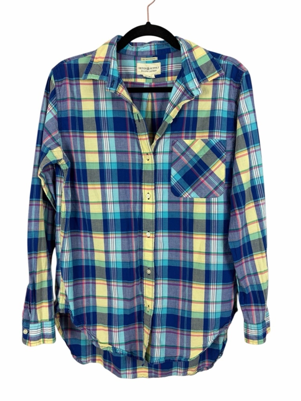 Denim & Supply Ralph Lauren Plaid Button Down Shirt RL Boyfriend Cotton Medium